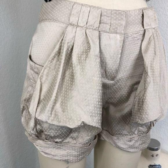 BCBG Max Azria Runway Pleated Cuffed Polka Dot Silk - Picture 2 of 8